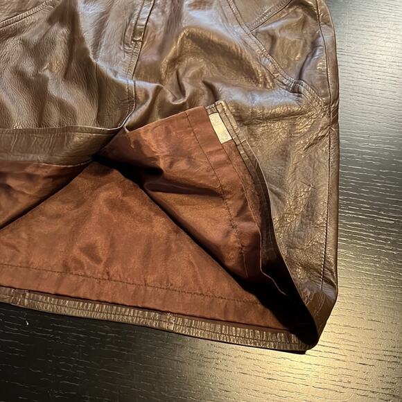 Renaissance Brown Leather Skirt Size 6 - Picture 5 of 7